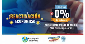Créditos bancarios al 0% de interés para microempresarios de 65 municipios de Cundinamarca