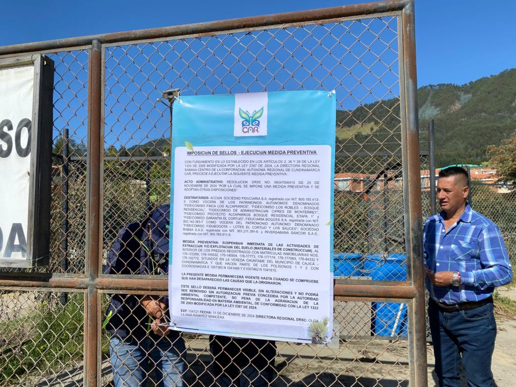 CAR ordenó suspensión inmediata de actividades de explotación del suelo en Cajicá