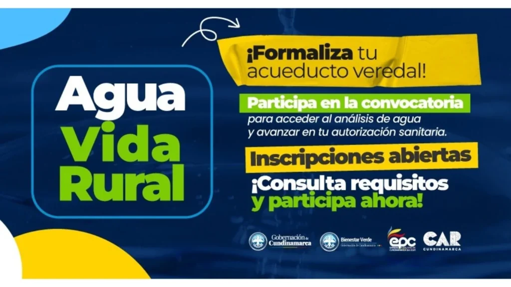 Abierta nueva convocatoria para mejorar la calidad del agua en acueductos rurales de Cundinamarca