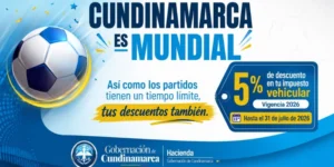 Cundinamarca ofrece un descuento del 5% por pronto pago en el impuesto vehicular hasta el 31 de julio de 2026